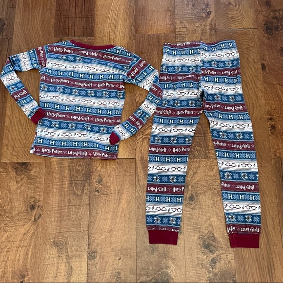 Harry Potter boys 2 piece pajama set long sleeves LS pants Sz 10 maroon blue - Picture 7 of 7
